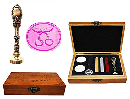 Tampon de cire et bâtons de cire avec cuillère à fondre en bois pour invitations de mariage