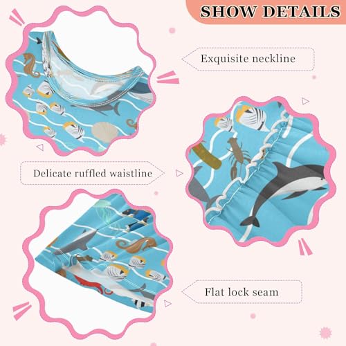 Girls Dress Sea Animals Starfish Shark Sleeveless Dress Summer Cotton Sundress 6Y3