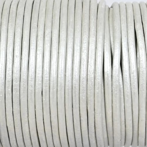 GENIQUE Real/Genuine Round Leather String Cord for Necklace Bracelets, Jewellery, Braiding (2mm, Pearl White Metallic) - Image 3