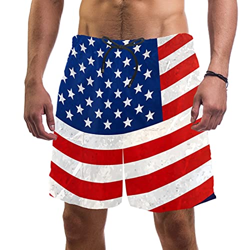 Short de bain homme drapeau américain étoiles et rayures à 2 poches
