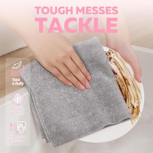 Image of KESI Ornaments Microfiber Cleaning Cloth 1 Roll - Tear-Away Reusable Microfiber Paper Towels, Lint-Free, 2000 Time Washable Scratch-Free, Kitchen Towels for Car, Home, Kitchen, Glass, Dishes (Grey)