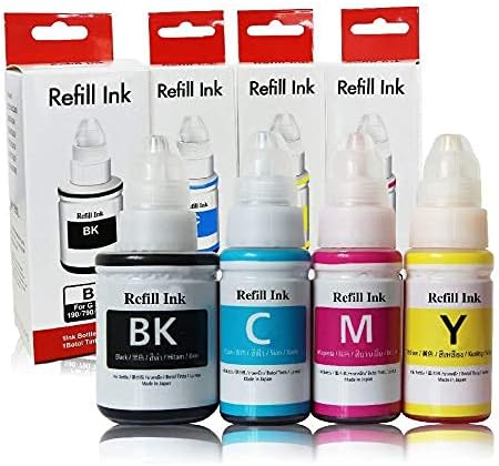 Trendvision GI-790 Combo Refill DYE Ink - Compatible with Canon PIXMA G1000, G1010, G1100, G2000 Printers (Black, Cyan, Yellow, Magenta)