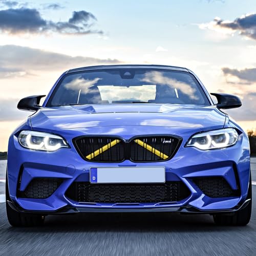 Image of Jaronx Compatible with BMW V Brace Cover, Front Grill Inserts V Bar Brace Trim Covers Compatible with BMW for 1'F20 F21 /2'F22 F23 /3'F30 F31 F34 /4'F32 F33 F36 /5' G30 G31 /6'G32 /7'G11 G12 /8'G14 (Yellow)