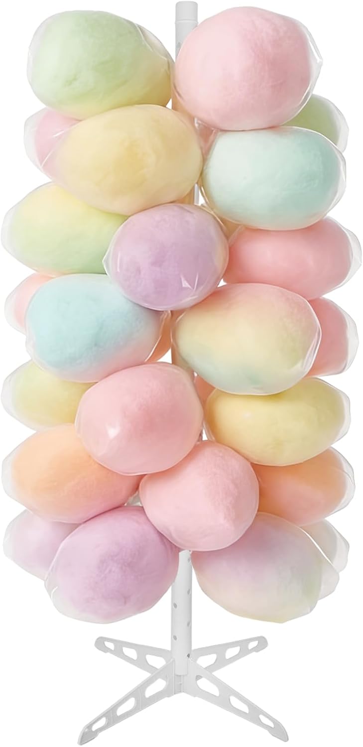 5.25 ft Tall Cotton Candy Stand Plastic Cake Pop Display Holder with 48 Holes Adjustable Cotton Candy Display Stand for Wedding Birthday Baby Shower Holiday Party Supplies