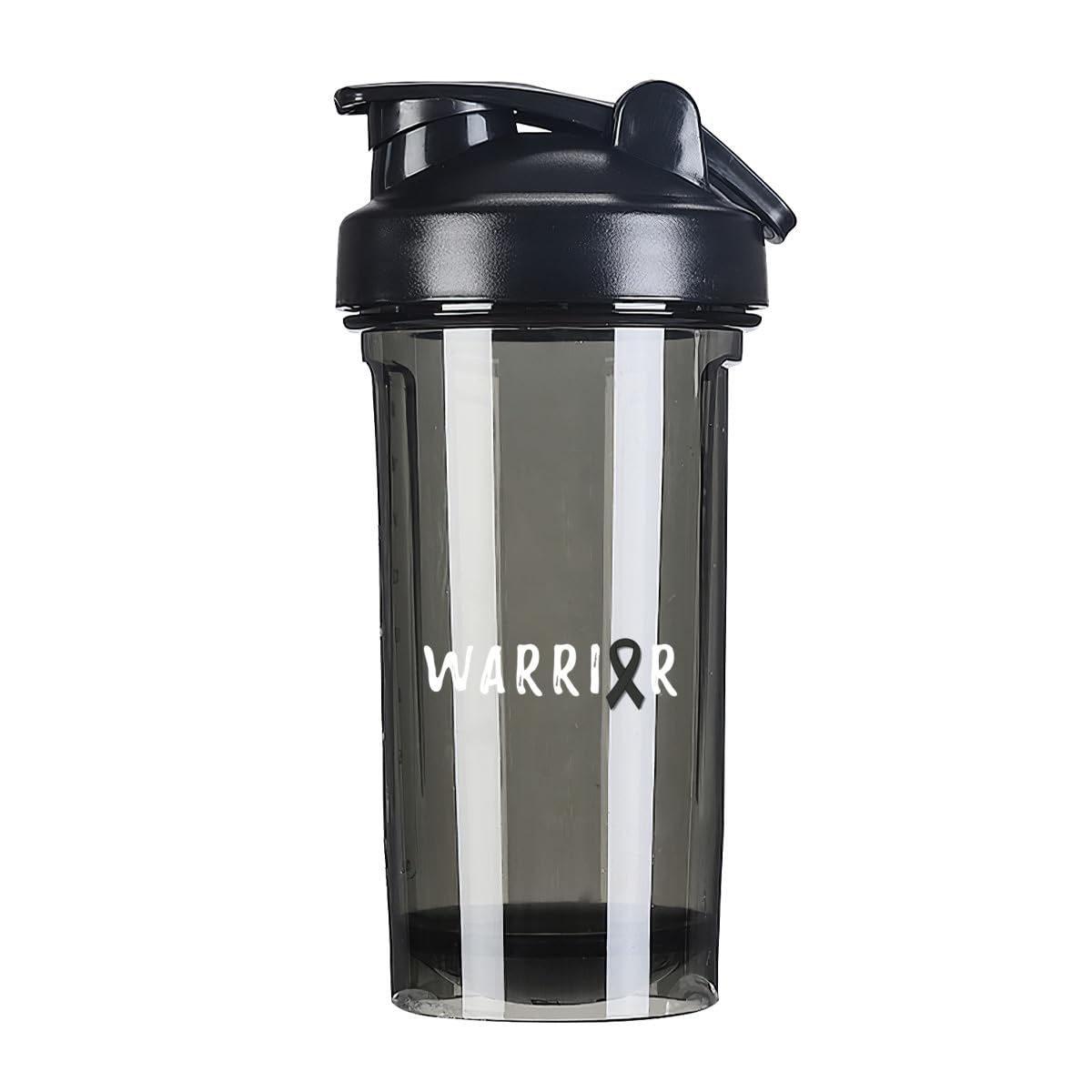 Warrior Melanoma & skin Cancer Awareness 18 Ounce Shaker Bottle Drink Mixer Leak-proof Pre Workout Protein Shakes Meal Replacement Shakes Bottles 500ML/18 Oz Black