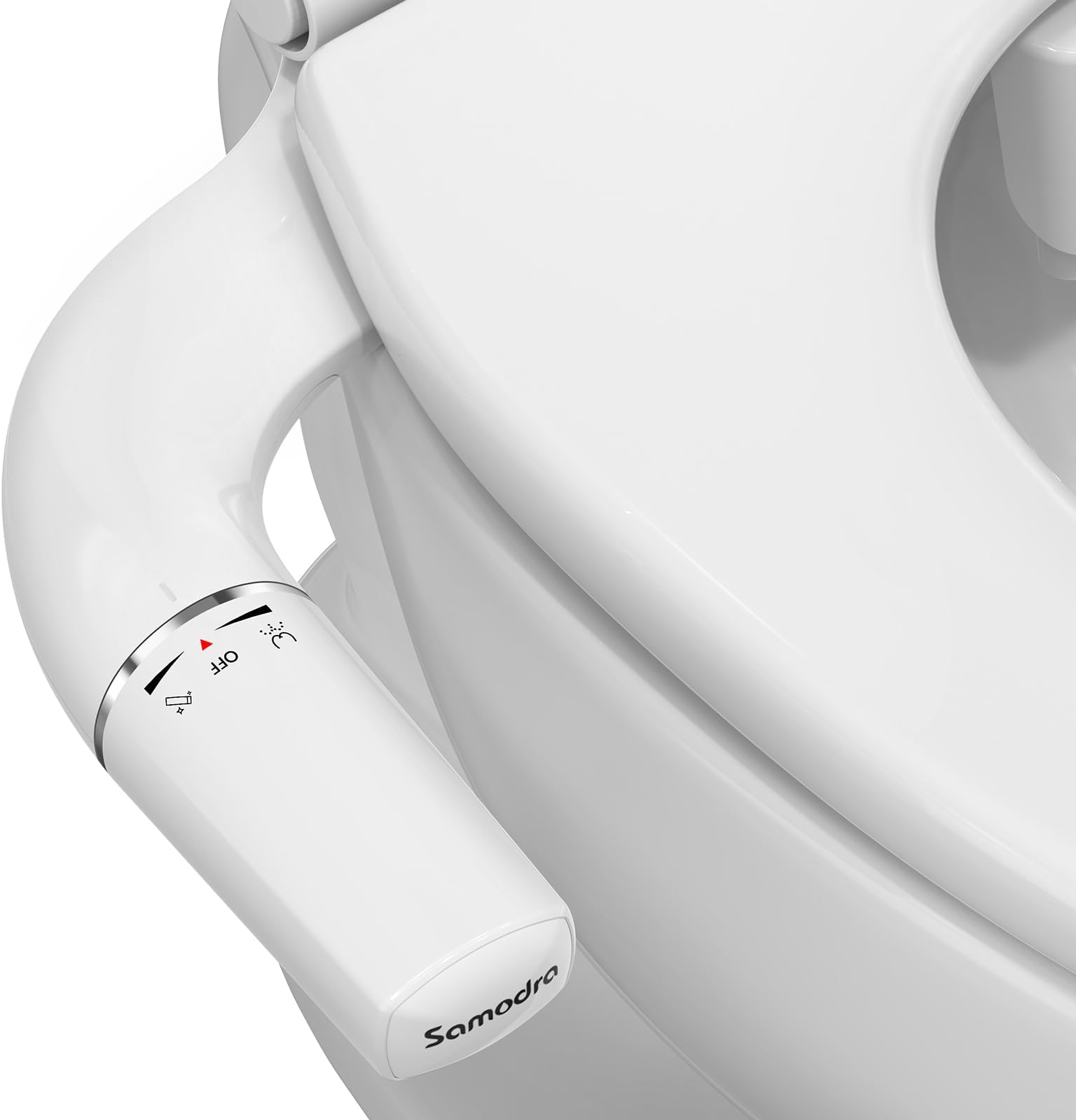 SAMODRA Ultra-Slim Hygienic Bidets Attachment for Existing Toilets - Adjustable Fresh Water Pressure Self Cleaning Nozzle Easy to Install, Silver