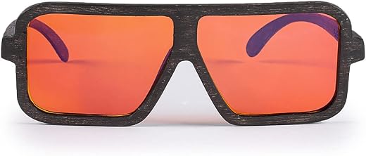 Sasha Unisex Adult Aviator Hand crafted Wooden Walong Sunglasses | UV Protected lenes | Regular | Jaded | orange tint lens