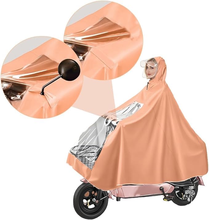 Cape Pluie Moto Électrique Oxford Visière PU8000mm Réfléchissante | Tissu Oxford imperméable PU8000mm, visière amovible, bandes réfléchissantes, résistant au vent unisexe moto fauteuil roulant