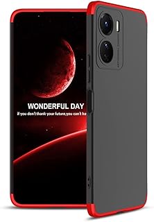 جراب حماية قابل للدوران 360 درجة متوافق مع فيفو Y16 جي كيه من جولدن ماسك لون أحمر وأسود مطاط صناعي