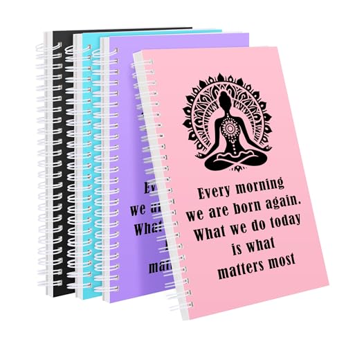 JOHSBYD 4Pcs Yoga Spiral Notebook Yoga Gifts for Women Yoga