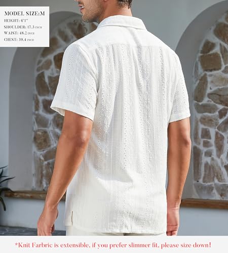 Damipow Mens Casual Button Down Shirts Short Sleeve Fashion Vacation Beach Shirts3