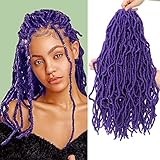 Purple Soft Locs Crochet Hair 18 Inch 2 Packs Faux Locs Pre-Looped Knotless Style Natural Curly Wavy Crochet Braids Hair (18 Inch, 2 Pack)