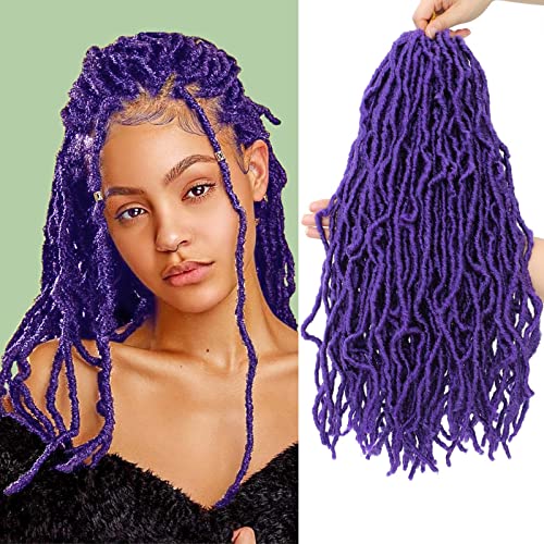 Purple Soft Locs Crochet Hair 18 Inch 6 Packs Purple Faux Locs Crochet Hair Pre Looped Knotless Style Natural Curly Wavy Crochet Braids Hair For Black Women (18 Inch, 6 Pack, Purple#) #TOP4