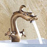 Inchant Antique Dragon Style Brass Bathroom Sink Faucet Two Handles Single Hole Basin Bathtub Mixer