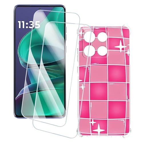 OAGELIM 2�Z�b�g �X�N���[���v���e�N�^�[ + �P�[�X Motorola Moto G Stylus 5G 2026 (6.7 �C���`) �Ƃ̌݊������� �A�[�e�B�X�e�B�b�N�J�X�^���v�����g�J�o�[�Ƌ����K���X�t�B���� �X�N���b�`�h�~ (�s���N�̐��E)