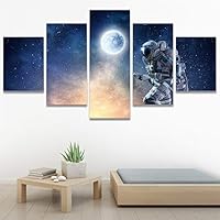 SIGNWIN 5 Panel Canvas Wall Art Modern Art Astronomy & Space Contemporary Cosmic Dramatic Mixed Media Multicolor for Home Decorations Ready to Hang - 60