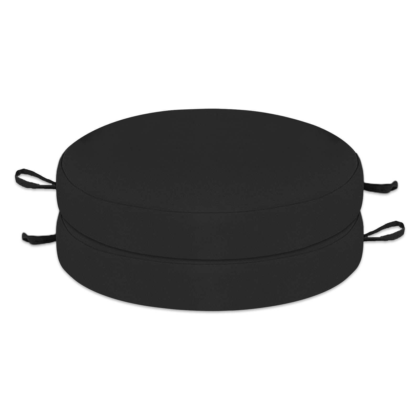 Wokuaile Outdoor Bistro Chair Cushions Set of 2, Waterproof Outdoor Round Seat Cushions with Ties for Home Garden Furniture, Black, 15x15x3 In โ image 1