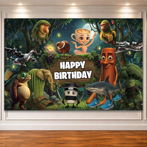 Image of IndoTribe Jungle Birthday Decorations 6x4ft Happy Birthday Backdrop Jungle Theme Birthday Party Decorations Themed Happy Birthday Banner for Boys