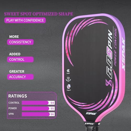 Image of XS XSPAK Carbon Fiber Pickleball Paddle - Tournament Edition - World Champion Surface Technology Options Pickleball Racket - USAPA Polypropylene Honeycomb Paddle with Cushion Comfort Grip