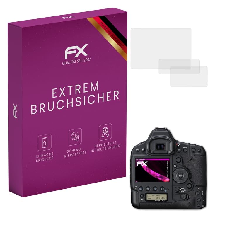 atFoliX Plastic Glass Protective Film compatible with Canon EOS-1D X Mark III Glass Protector, 9H Hybrid-Glass FX Screen Protector (Set of 1)