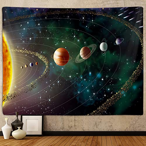 Outer Space Planet Tapestry, Universe Galaxy Solar System Earth Art Tapestries Wall Hanging for Kids Men Bedroom College Dorm Living Room Office Science Decor 60X40", Cool Hippie Blanket Poster