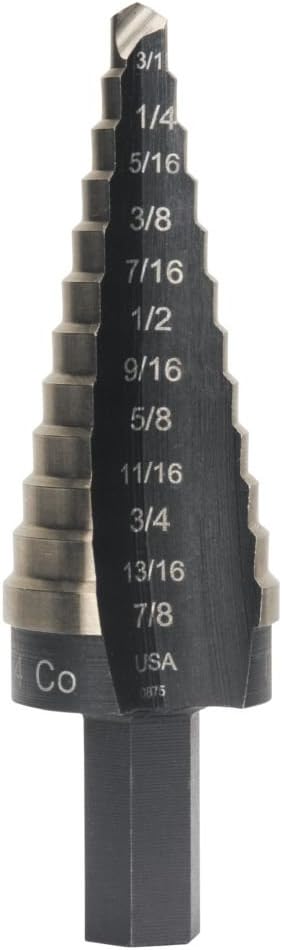 Irwin Tools IRWIN Step Drill Bit, 3/16-Inch to 7/8-Inch, Cobalt Alloy Steel, 3/8-Inch Shank (10234CB)