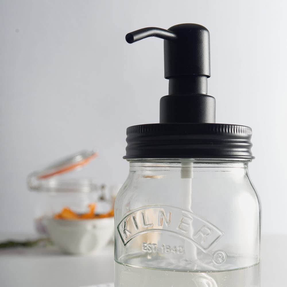 Kilner Premium 500ml Glass Liquid Soap & Lotion Dispenser | Refillable Bathroom/Kitchen Bottle with Stainless Steel Pump | BPA-Free, Rust-Resistant, Eco-Friendly 2