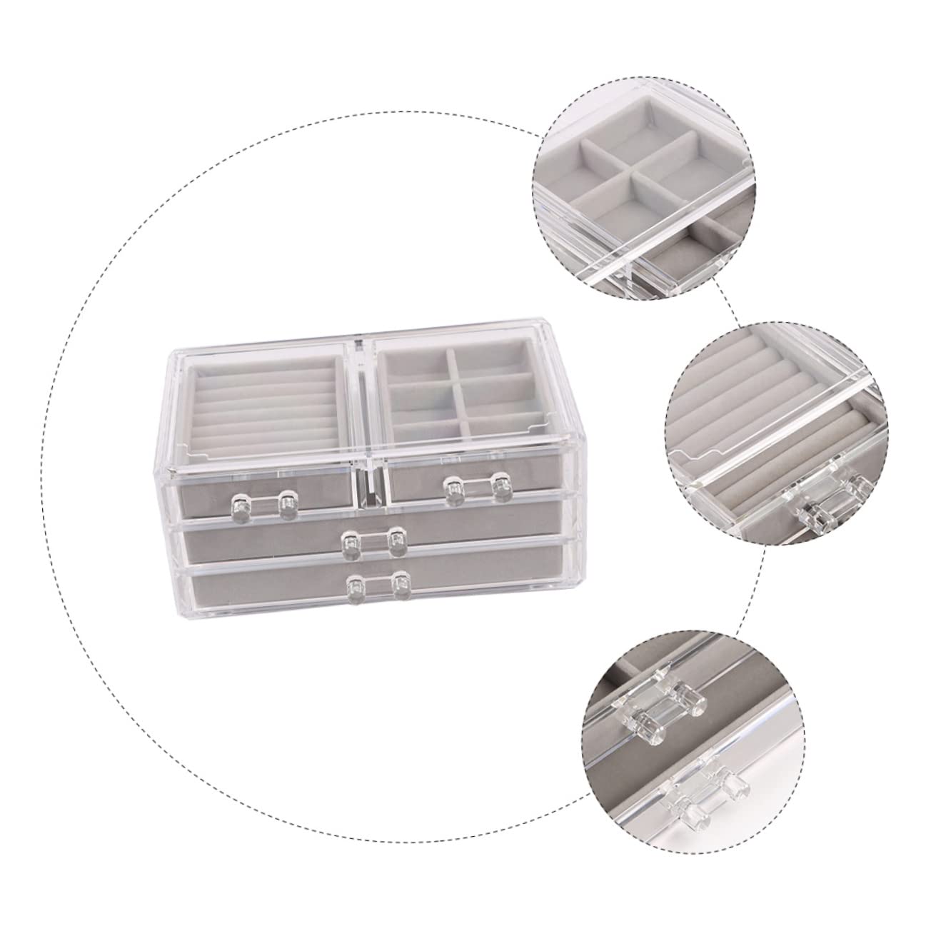 Scatola Porta Oggetti Plastica a Cassetti, Grande Capacità | Contenitore in Plastica Trasparente, Uso su Scrivania in Camera, Design Semplice e Leggero