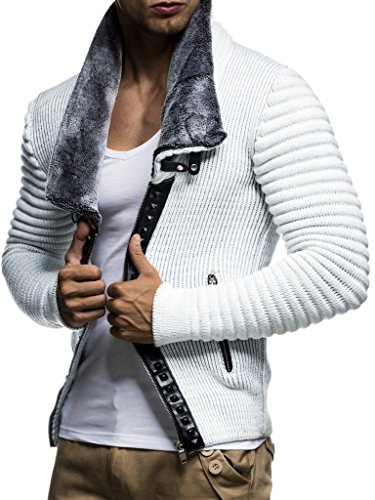 Leif Nelon LN5165 Men's Cardigan with Stud Details and Zip Front2