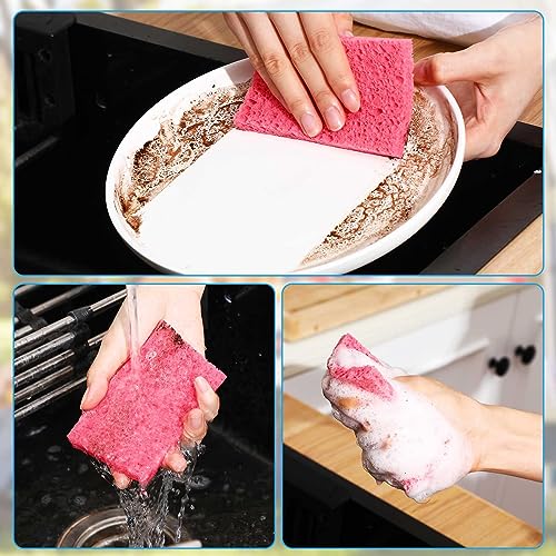 Image of Zhengmy 200 Pieces Sponges Bulk Sponges Kitchen Compressed Sponge Natural Dish Sponge Compressed Wood Pulp Cleaning Without Scratching for Kitchen Bathroom, 3.9 x 2.4 x 0.12 Inch (Multicolor)