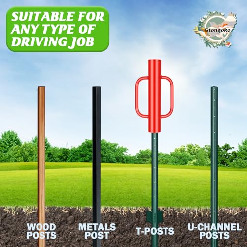 Image of Gtongoko 12LB T Post Driver with Handles, Heavy Duty Fence Post Pounder