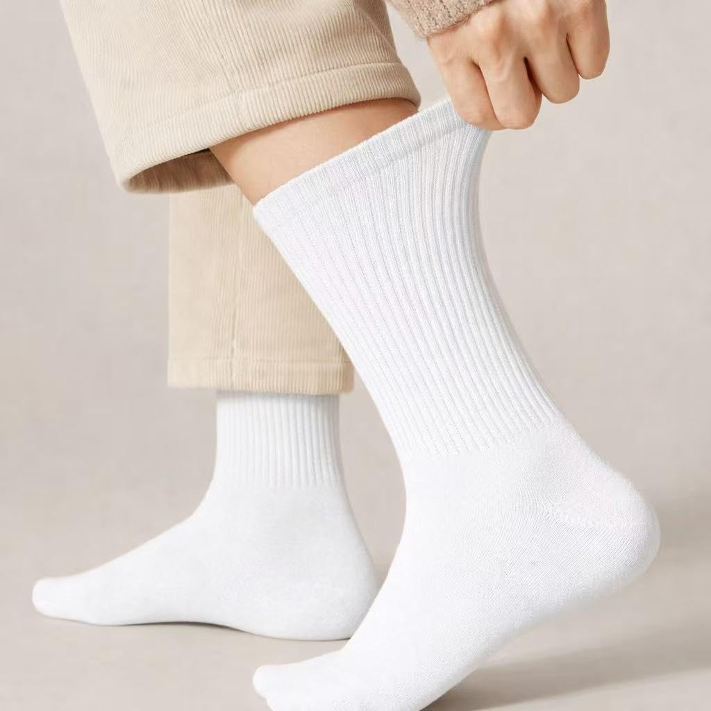 Men's Crew Socks, Lightweight Casual Cotton Socks for Men, Moisture Wicking Breathable Smooth Toe, 4 Pairs,Size 7-11