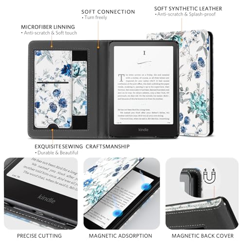 Image of CoBak Stand Case for 7 inch Kindle Paperwhite 12th Gen 2024 and Kindle Colorsoft with Hand Strap - Compatible with iPhone MagSafe, for Samsung /Belkin /Anker Wireless Charging Pads, Durable, Auto Sleep Wake