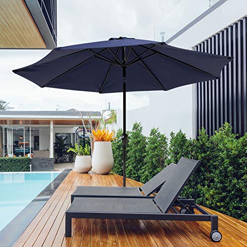 Image of NUU GARDEN 10 ft Outdoor Aluminum Patio Umbrella, Outdoor Table Umbrella with 8 Sturdy Ribs Patio Umbrella with Push Button Tilt and Crank