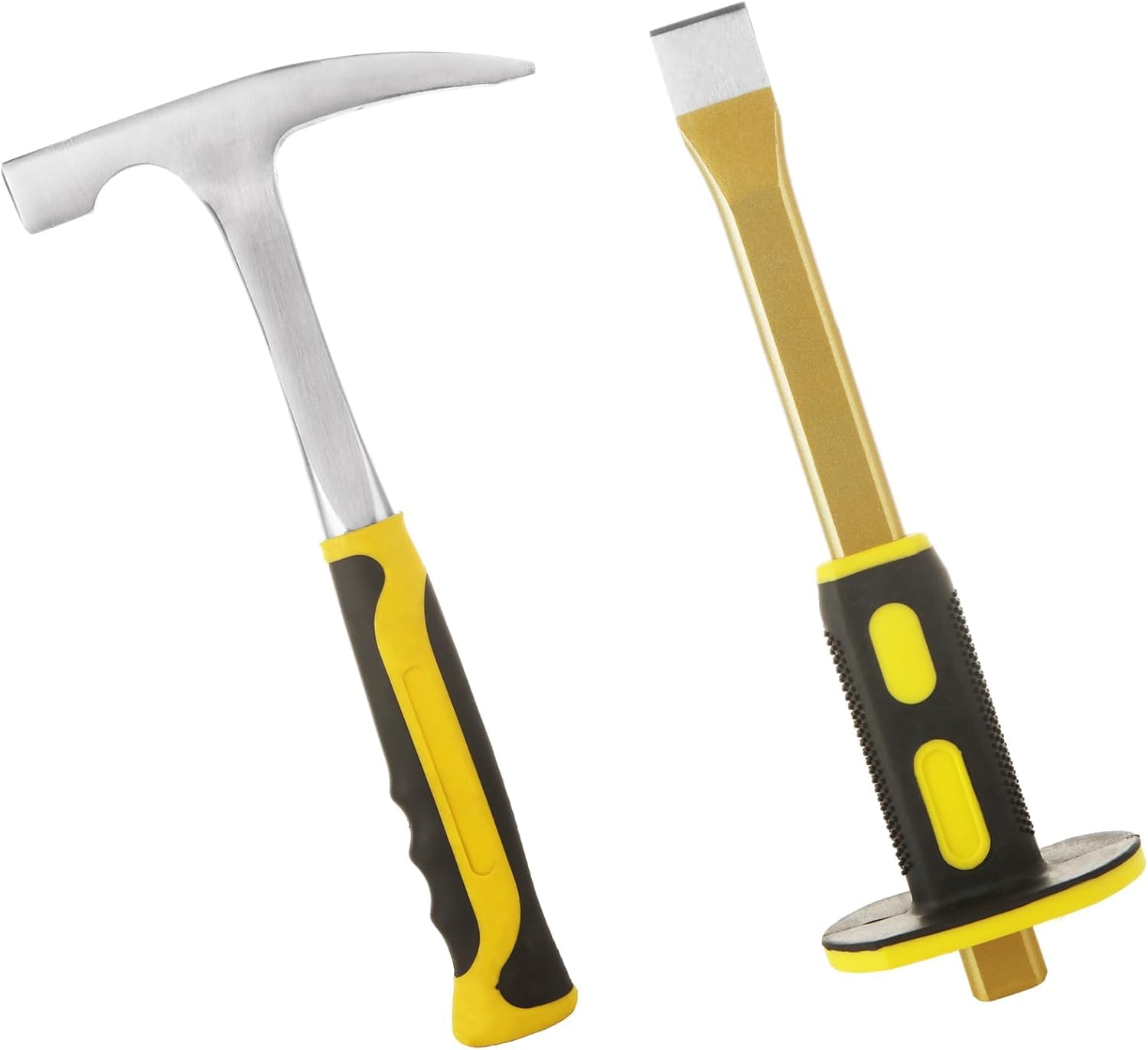 Jingscroll Gold Geology Stone Hammer Set, Steel Geologist Hammer With Pointed Tip And Shock Absorbing Handle For Mining, 2 Pieces