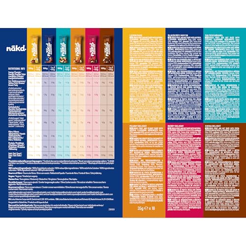 Nakd. Variety Pack Neue Mischung | Kaltgepresste Riegel aus Früchten & Nüssen | 100% Natürliche Zutaten | Ohne Zusatz von Zucker | Vegan | Glutenfrei & Ohne Milch | 18 x 35g | 630g