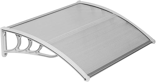 Miniatura 9 de Knocbel Toldo para ventana de patio al aire libre, 39 x 31.5 pulgadas, toldo hueco de policarbonato para puerta, refugio solar con ABS y soportes de