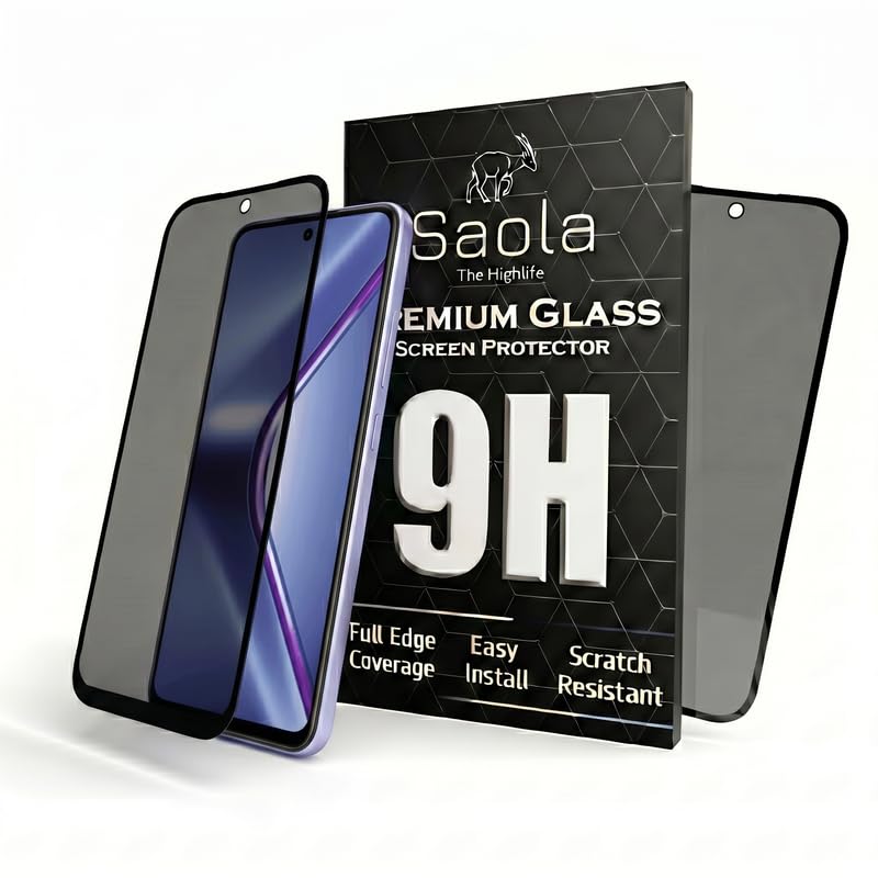 Image of Saola Ultra Privacy Tempered Glass For Oppo K13 5G (PACK OF 1) with Free Installation Kit. Full screen Coverage. Free Replacement If Received Damaged - 6.67 inch