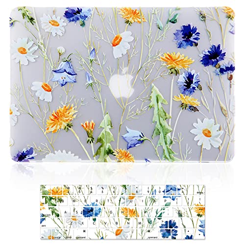 iDonzon Case for MacBook Pro 13 inch (A1502/A1425, 2012-2015 Release), 3D Effect Matte Clear See Through Hard Cover & Keyboard Cover Compatible Pro 13.3 with Retina Display(NO CD-ROM), Floral Pattern