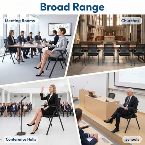 Image of 80 Pack Folding Conference Chairs, Nesting Breathable Mesh Office Chair
