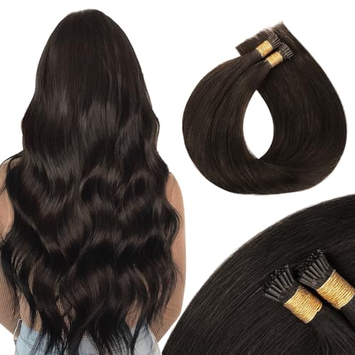 MAXITA I Tip Hair Extensions �l�сA50g/100s �_�[�N�u���E�� 16�C���` ���K�Ȓ��p�A�ڂɌ����Ȃ����R�ȃR�[���h�t���[�W�����A100% Remy �l�� Itip �P���`���w�A�G�N�X�e���V����