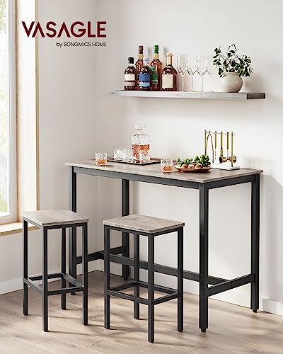 VASAGLE-Bar-Table-Set-Bar-Table-with-2-Bar-Stools-Dining-table-set-Kitchen-Counter-with-Bar-Chairs-Industrial-for-Kitchen-Living-Room-Party-Room-Greige-and-Black-ULBT015B02 VASAGLE Bar Table Set Bar Table with 2 Bar Stools Dining table set Kitchen Counter with Bar Chairs Industrial for Kitchen Living Room Party Room Greige and Black ULBT015B02