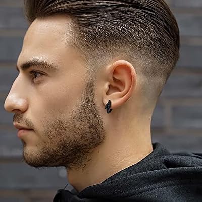 U7 Dragon Earrings for Men Women(Black+Gold)
