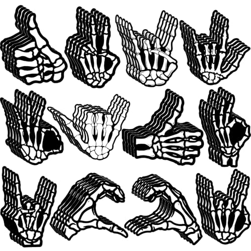 Découpes mains de squelette Halloween Tenceur en papier noir et blanc pour déco de table