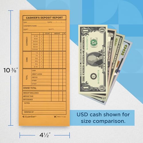 Guardian Cashier Deposit Report Envelopes - Made in America with Gummed Flaps, Pack of 500 Cash Drop Envelopes – Cash Register for Small Businesses, Retailers & Restaurants – Brown Kraft Envelope by Guardian - Image 3