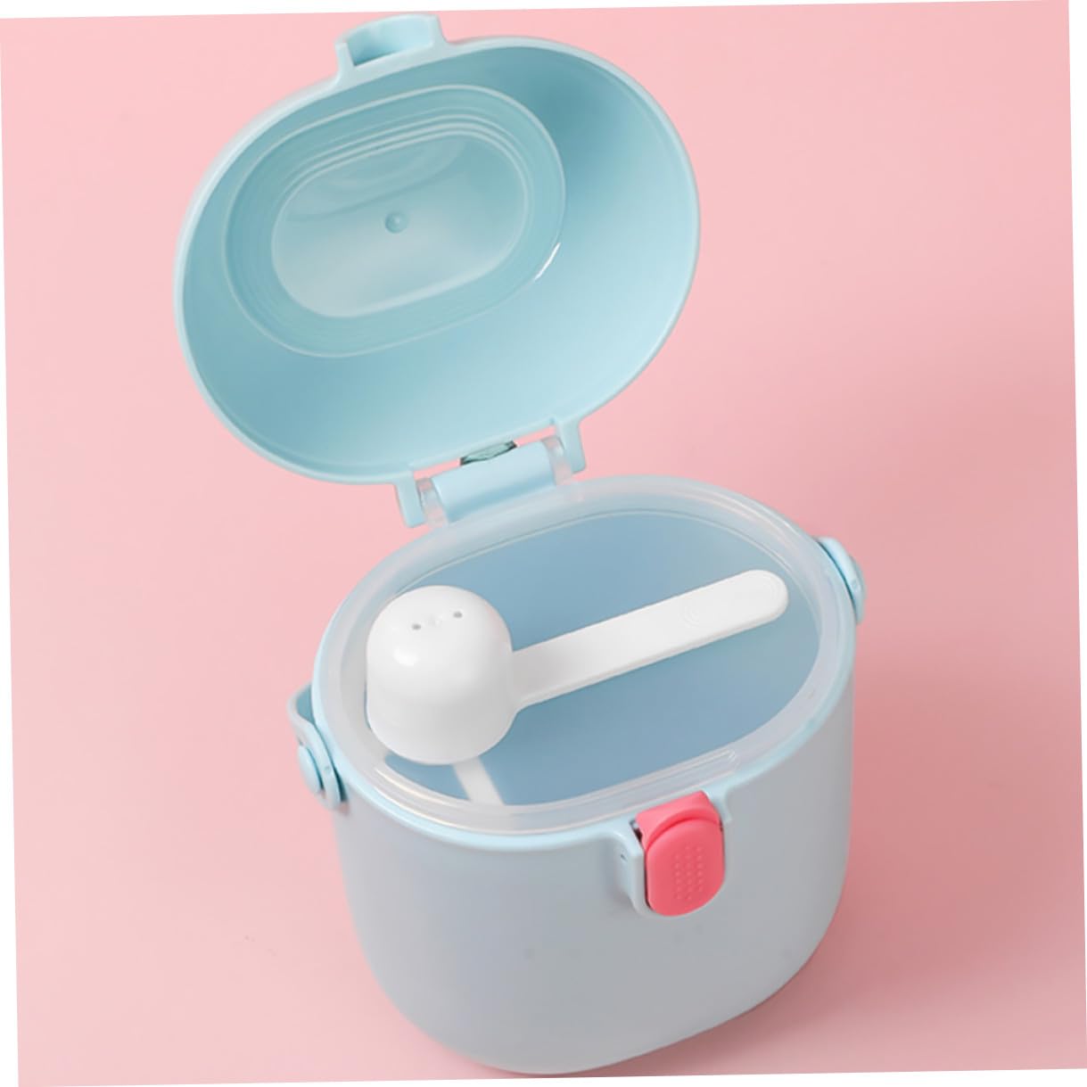 2 Set Portable Formula Dispenser Storage Box with Spoon Lightweight Milk Powder Case for Travel and Home Use Color-Coded Blue and Pink Scoop for Accurate Feeding Measurement