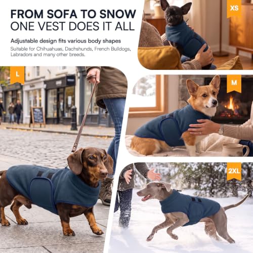 Image of Queenmore Dog Sweaters for Medium Dogs, Fleece Dog Sweater with Leash Hole