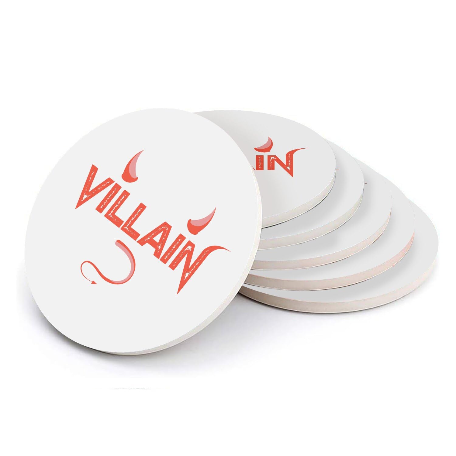Sous-verre ronds en céramique Villain Demon contre les auréoles sur vos meubles