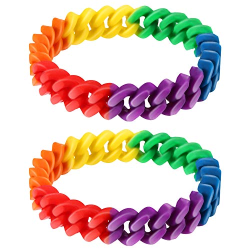 Preisvergleich Produktbild 2 Stück Geflochtene Silikon Regenbogen Armband Silikon Armband Regenbogen Armbänder Zubehör für Stolz