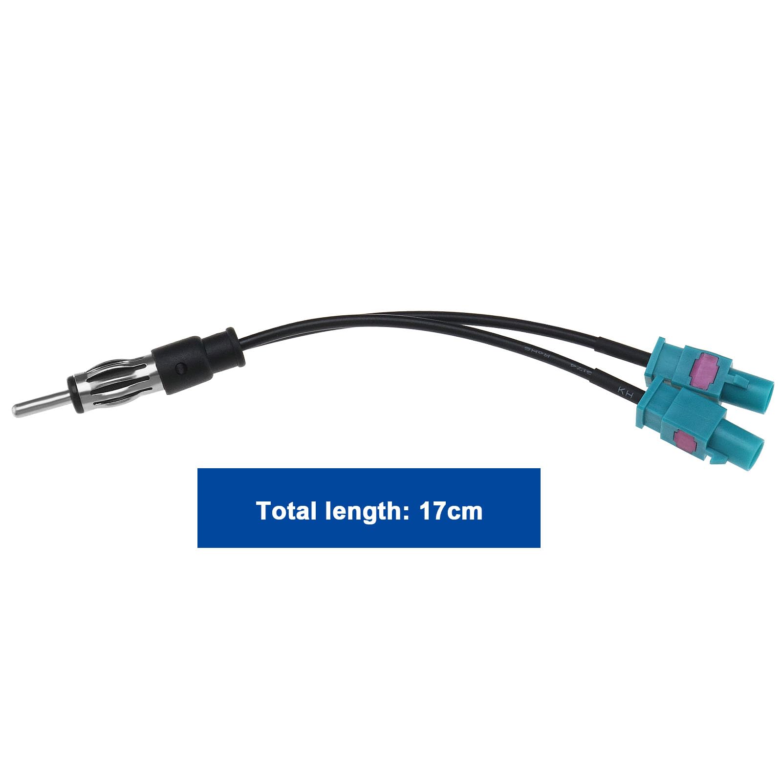 YINETTECH 1PC DAB Splitter Adapter DIN Plug to Dual Fakra Plug Car Radio Antenna Splitter Cable Fakra Plug to DIN Plug Cable RG174 Compatible with Seat - Image 4